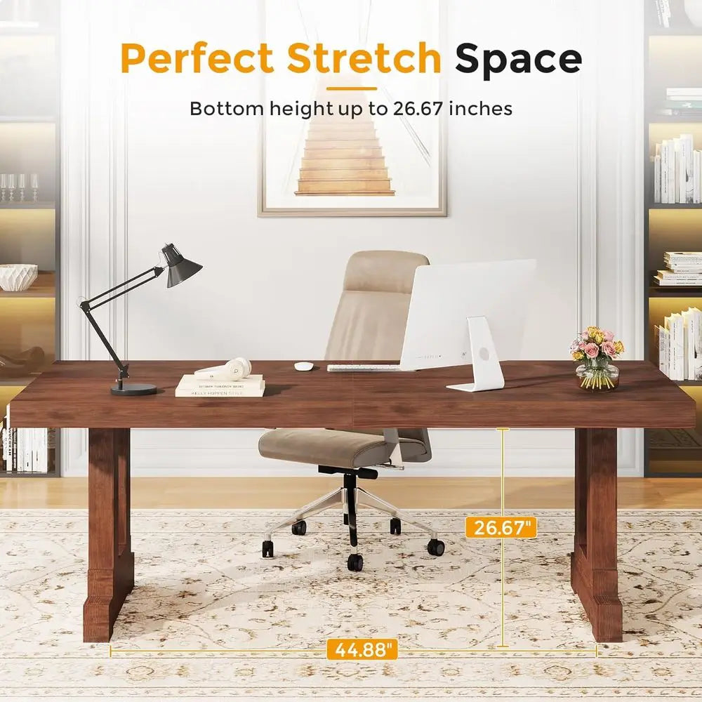 Solid Wood Home Office Desk With Strong Legs