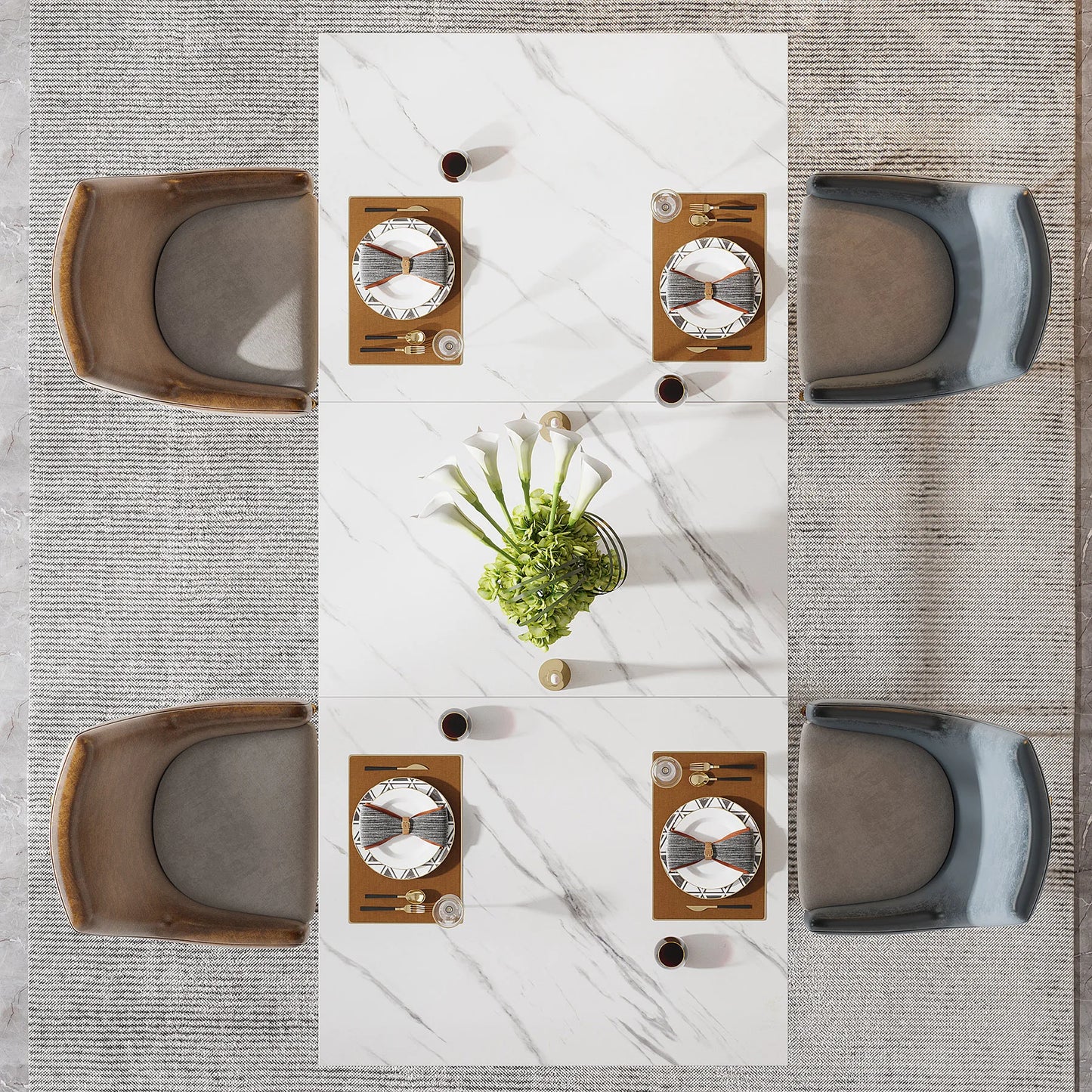 Tribesigns Rectangular Dining Table Modern Kitchen Table With Faux Marble Top