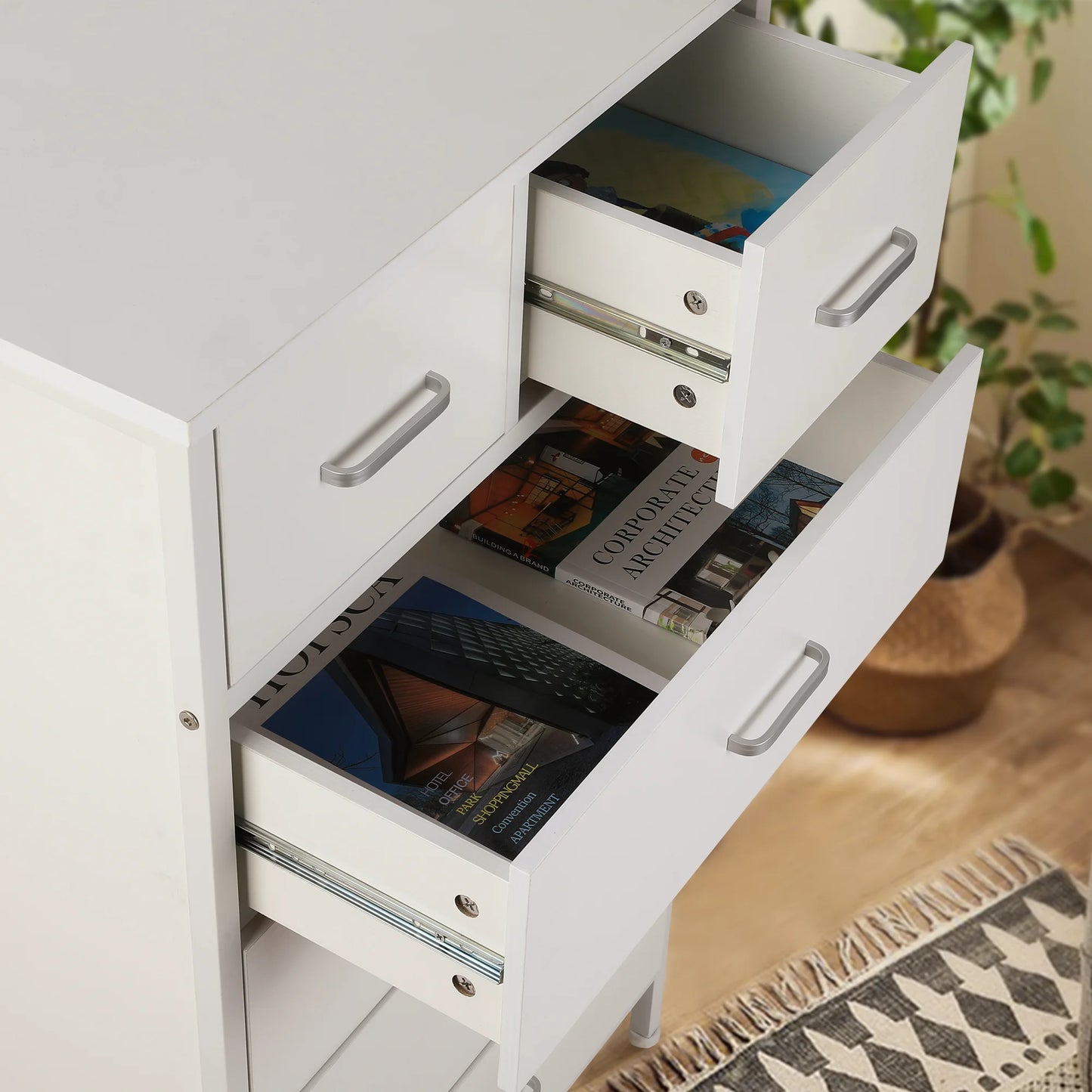 6-Drawer Chest Dresser With Steel Frame For Bedroom Living Room