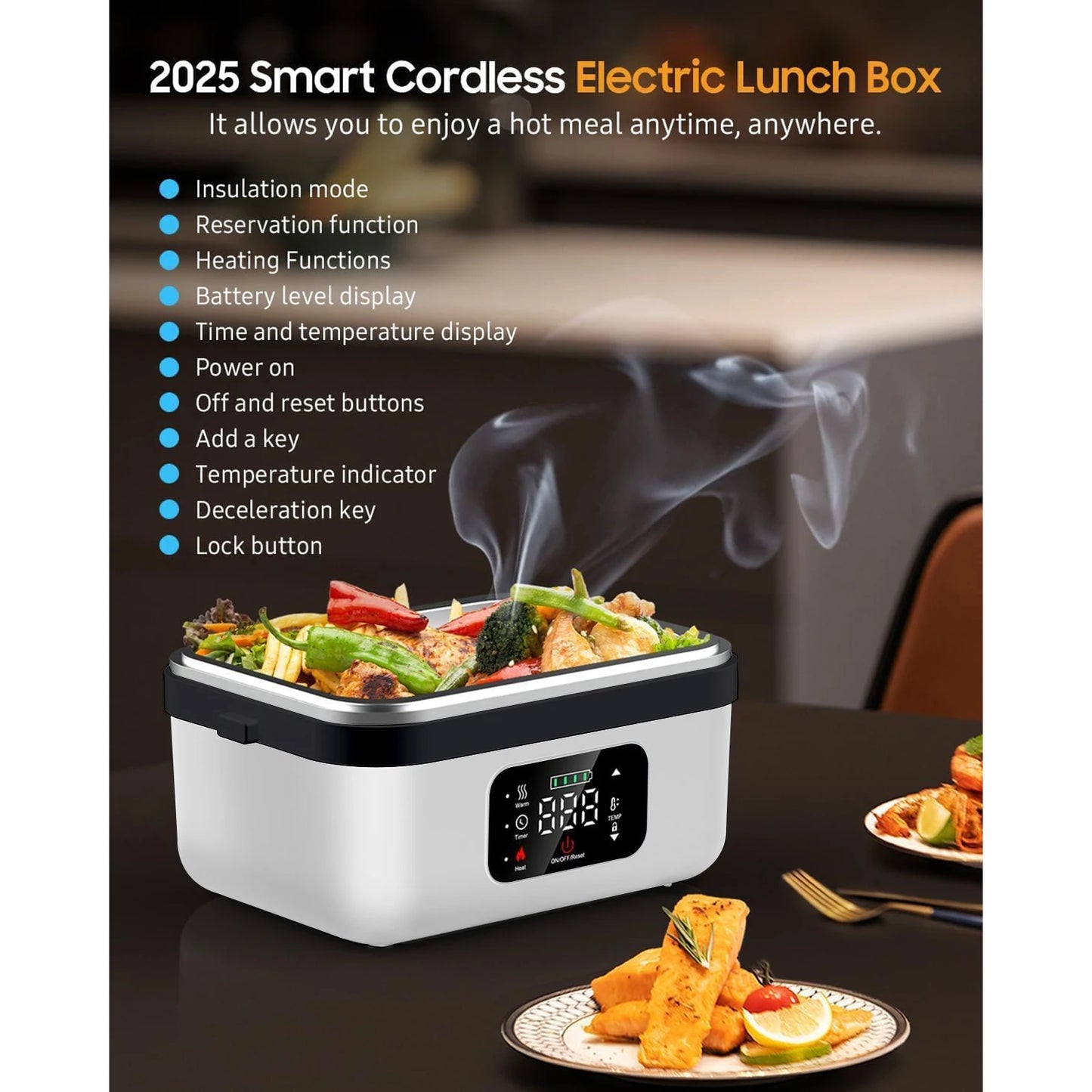 Rechargeable 8000mAh Lunchbox With Automatic Thermal Heating Insulated Carry Bag