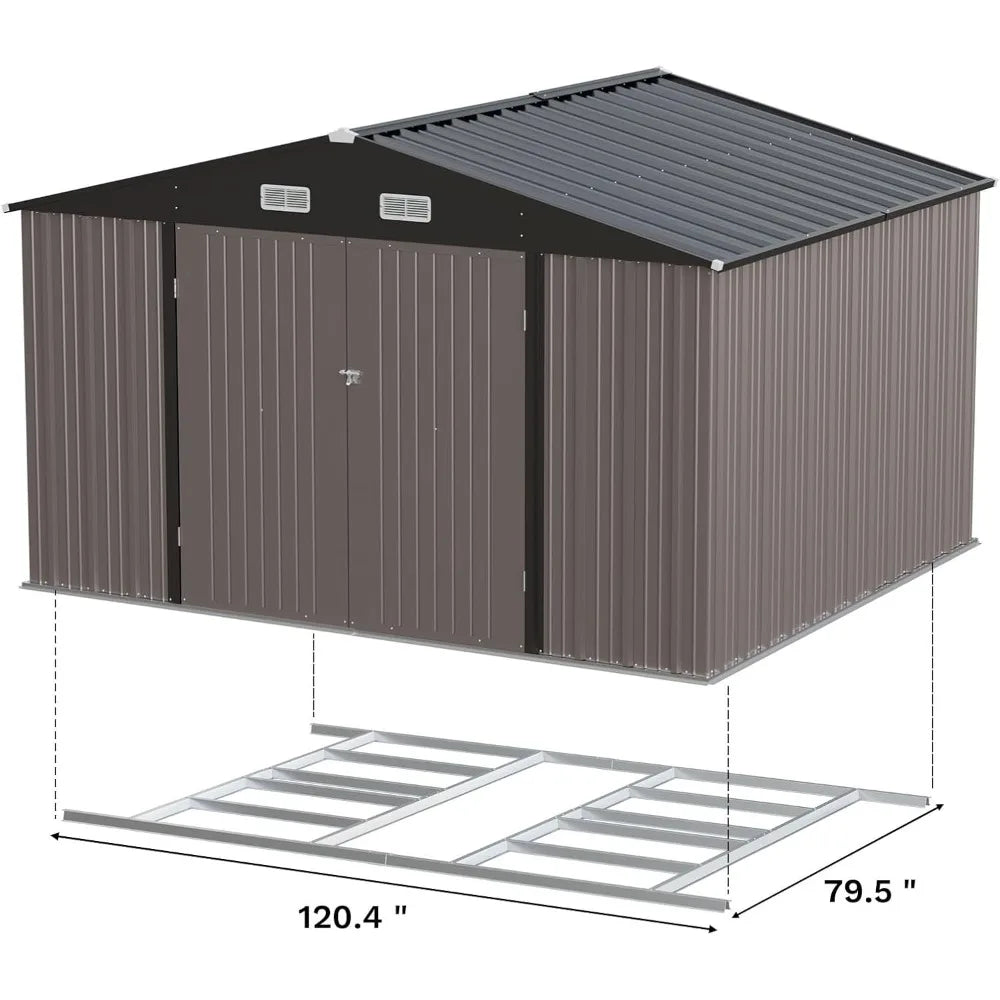IndustrialGrade Metal Storage Shed With Floor Frame And WeatherResistantDoubleLock