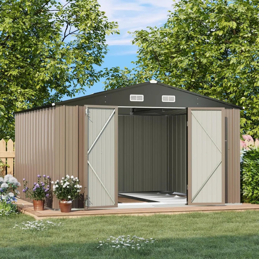 IndustrialGrade Metal Storage Shed With Floor Frame And WeatherResistantDoubleLock