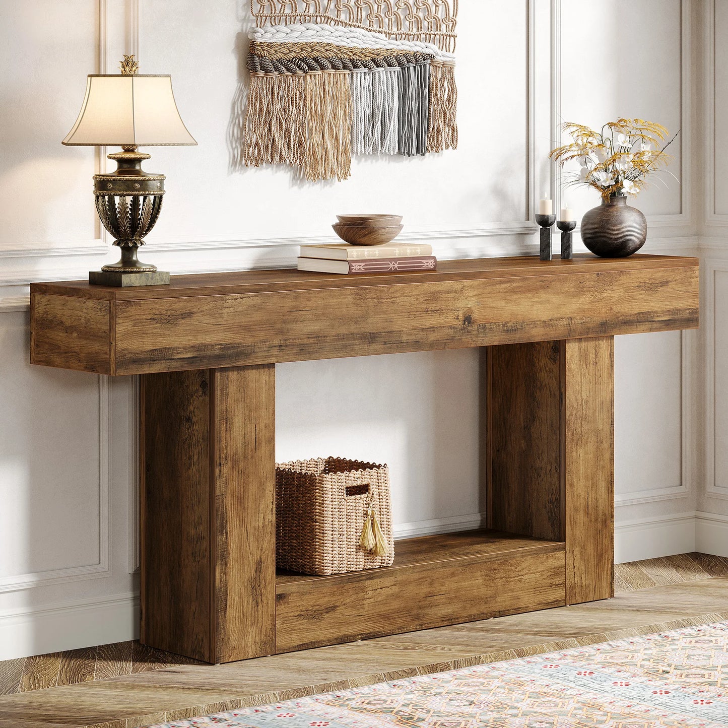 Tribesigns Farmhouse Console Table For Entryway With Sturdy Base