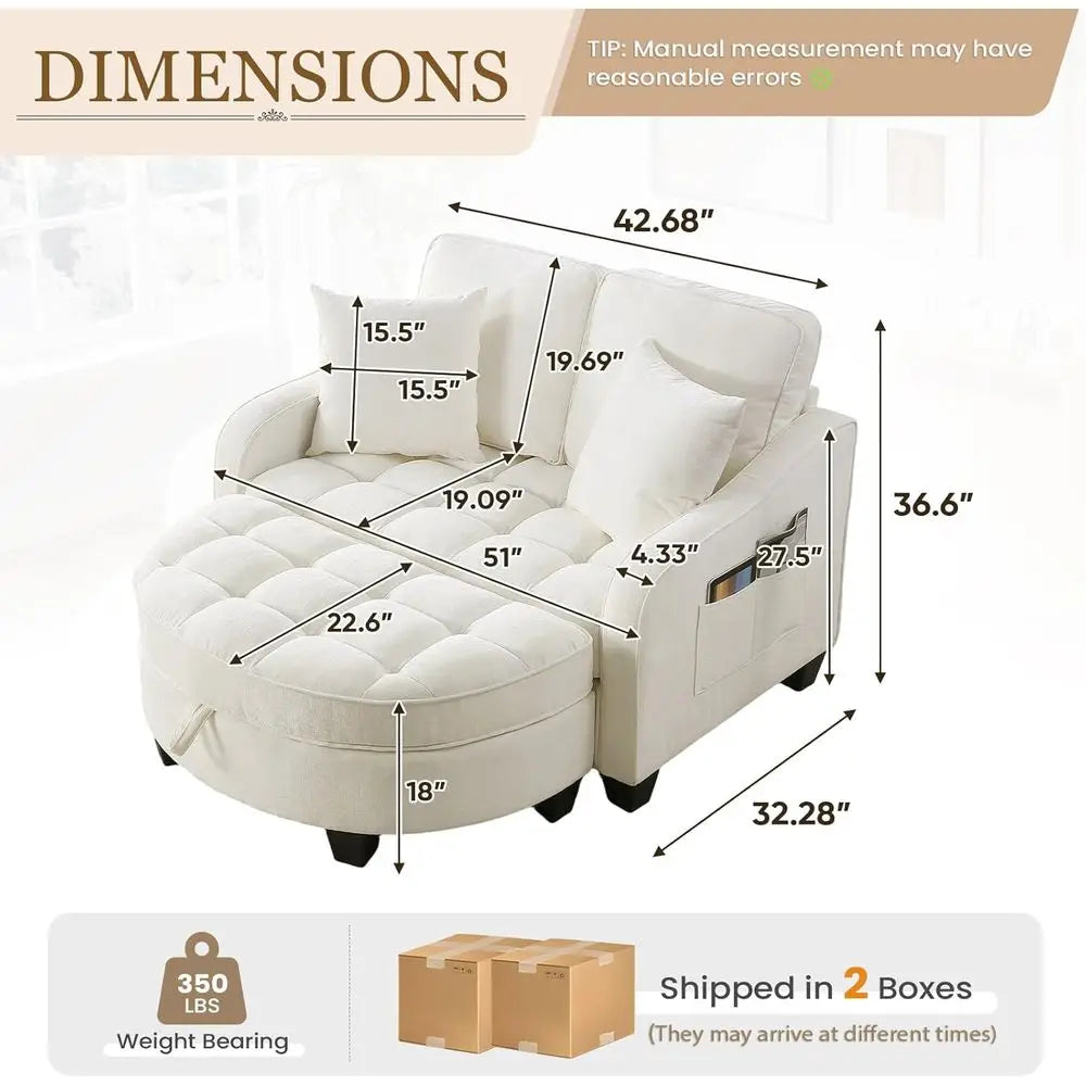 Chenille Upholstered Reading Chair With Storage Ottoman