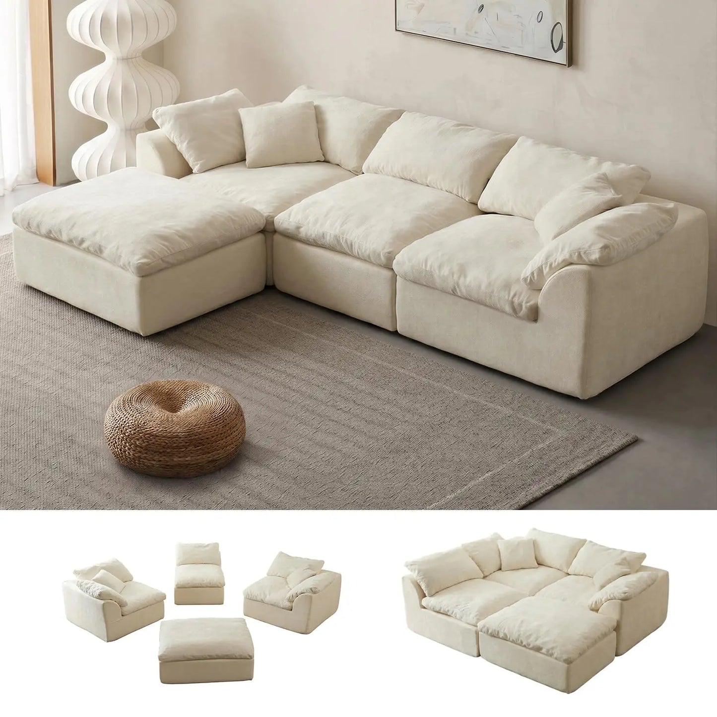 Cloud Sectional Sofa Living Room With Modular L Shaped Chaise