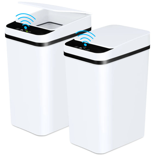 NONECN 2 Pack Bathroom Automatic Touchless Trash Cans With Lid