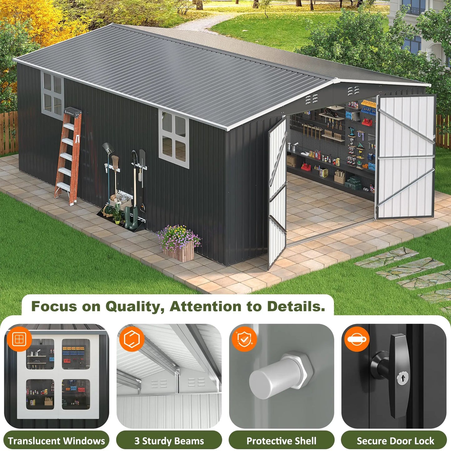 Vivat Heavy Duty Metal Outdoor Storage Shed With Lockable Door
