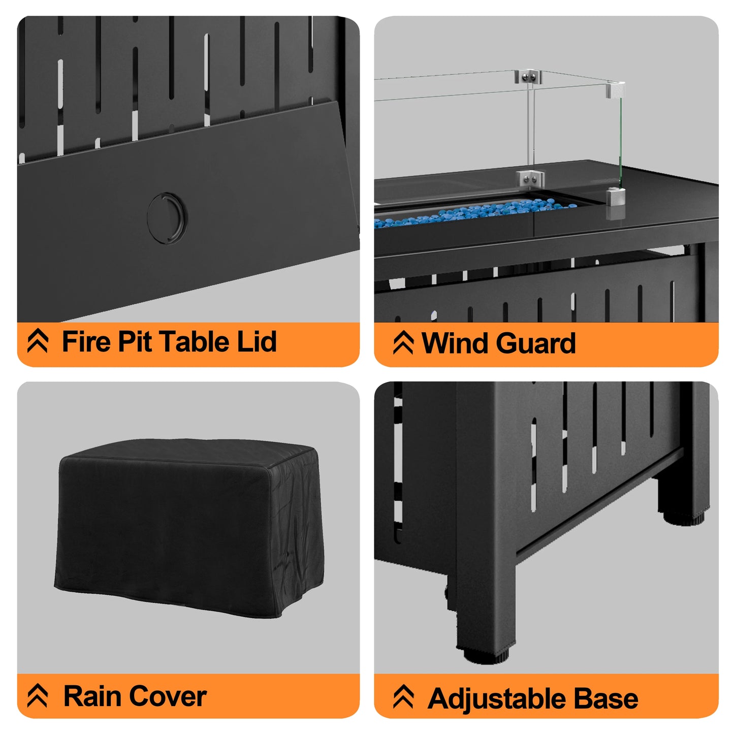 Naga Bahna Gas Fire Pit Table Outdoor 50000 BTU Lid