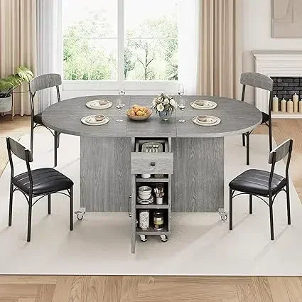 Compact 4 Person Folding Dining Set Space Saving Table And Chairs