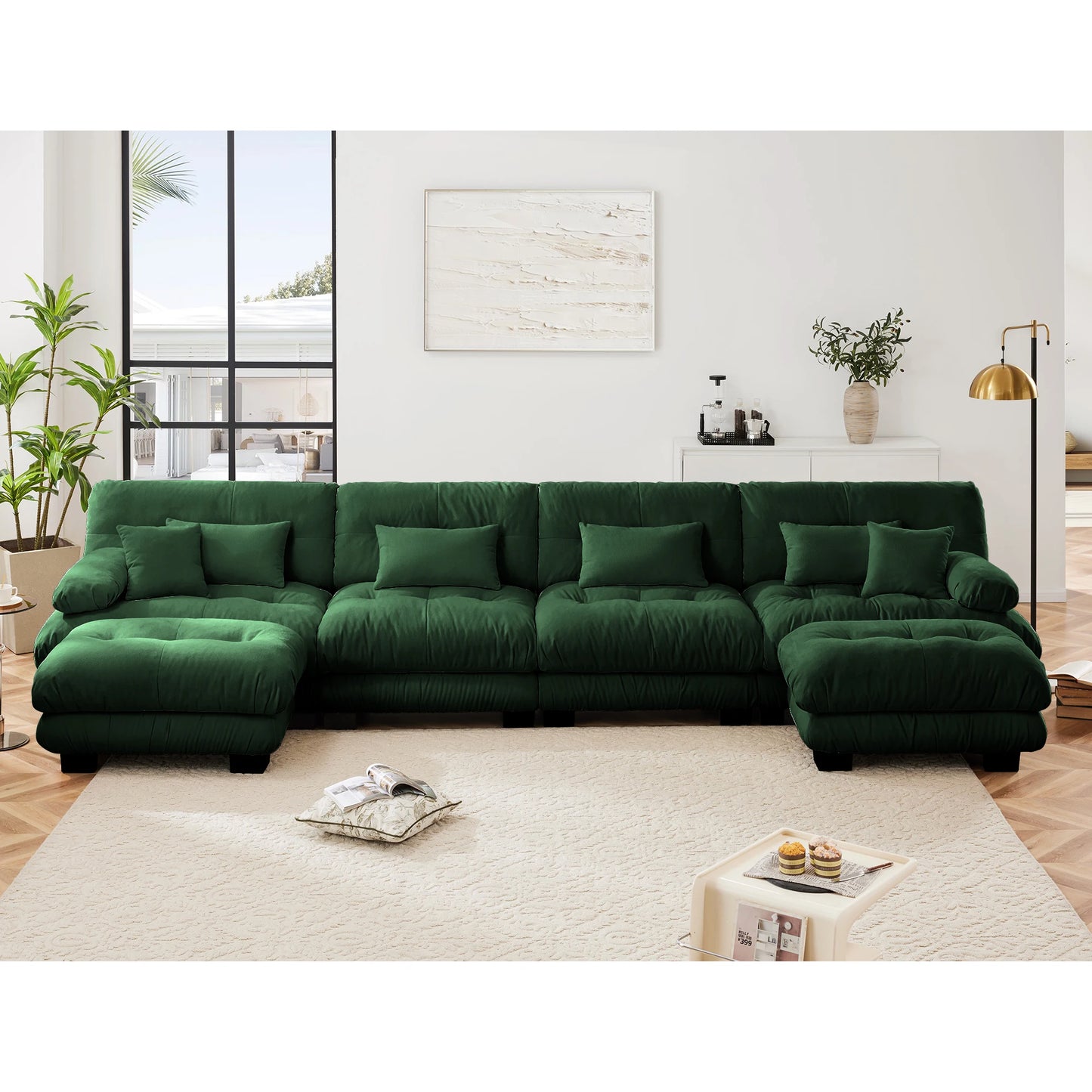 Modular Sectional Sofa Chenille With Ottomans Couch For Home Comfort
