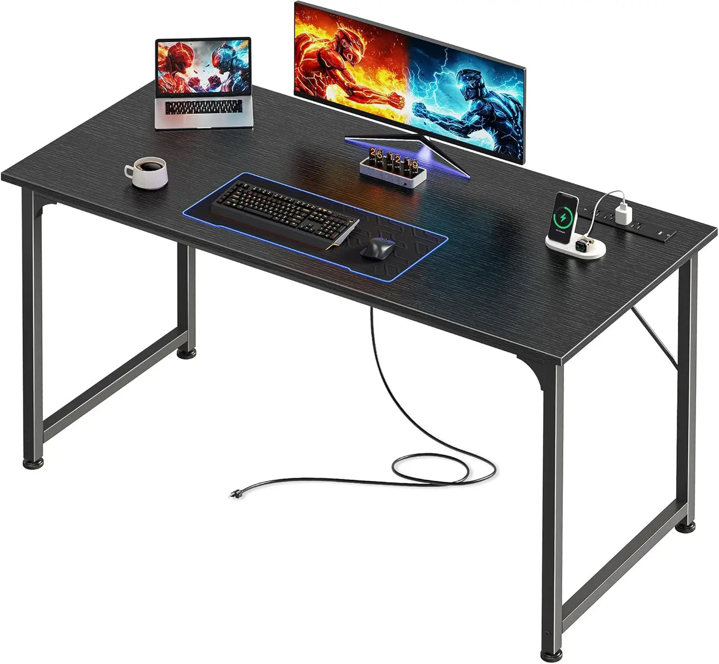 L Shaped Desk With USB Port And High Power Outlets