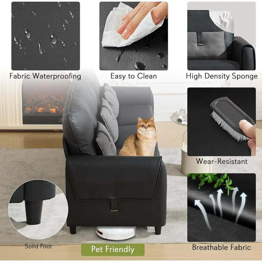 Leather Three Seater Sofa For Modern Living Room Style SustainablySourcedTimberFramework