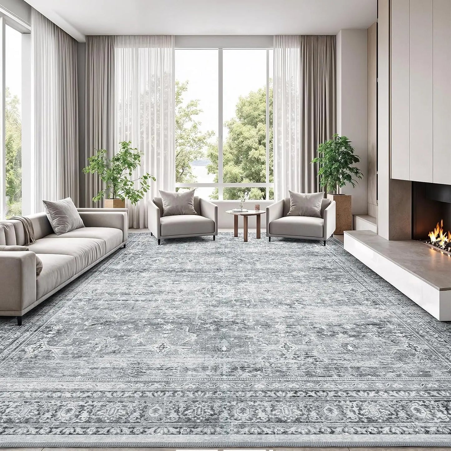 Wool Silk Area Rug With Non Slip Backing And Stripes