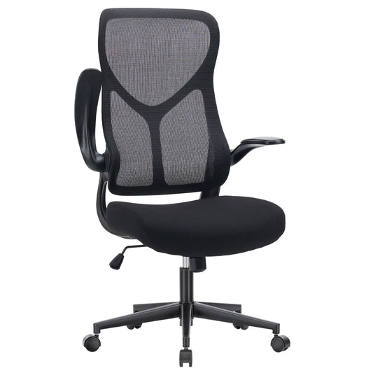 JHK Mesh Lumbar Ergonomic Office Chair With Flip Up Arms And Adjustable Seat Height