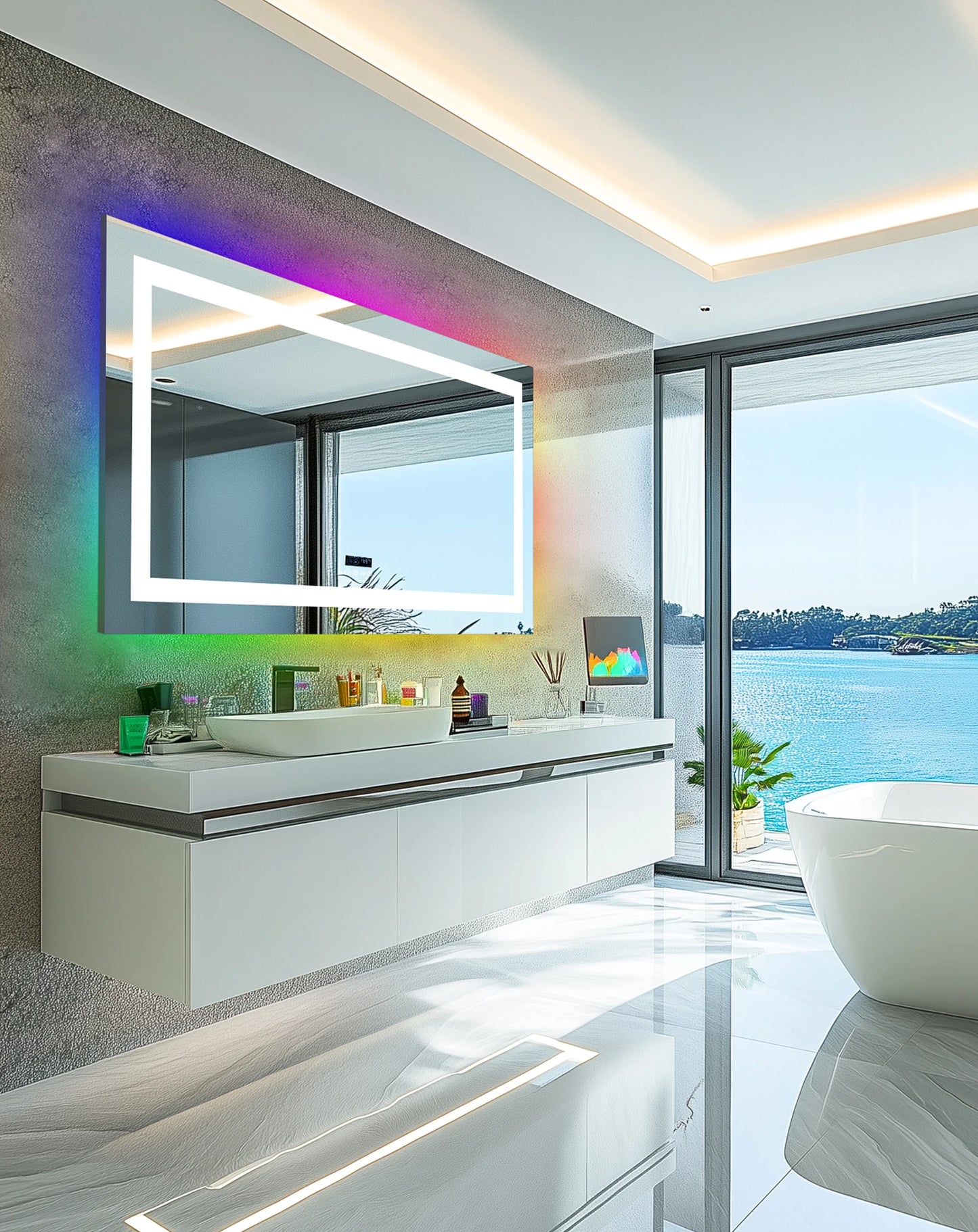 Wisfor LED Lighted Bathroom Mirror With Bluetooth Speaker Vanity RGB