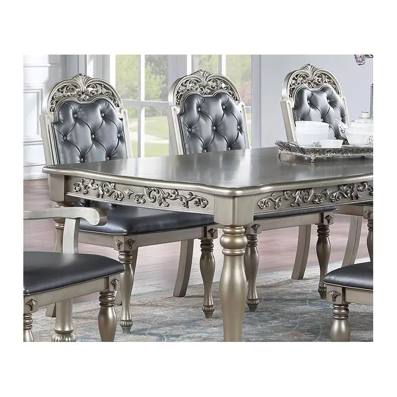Formal Dining Table With Two Leaves Rubberwood Antique Design