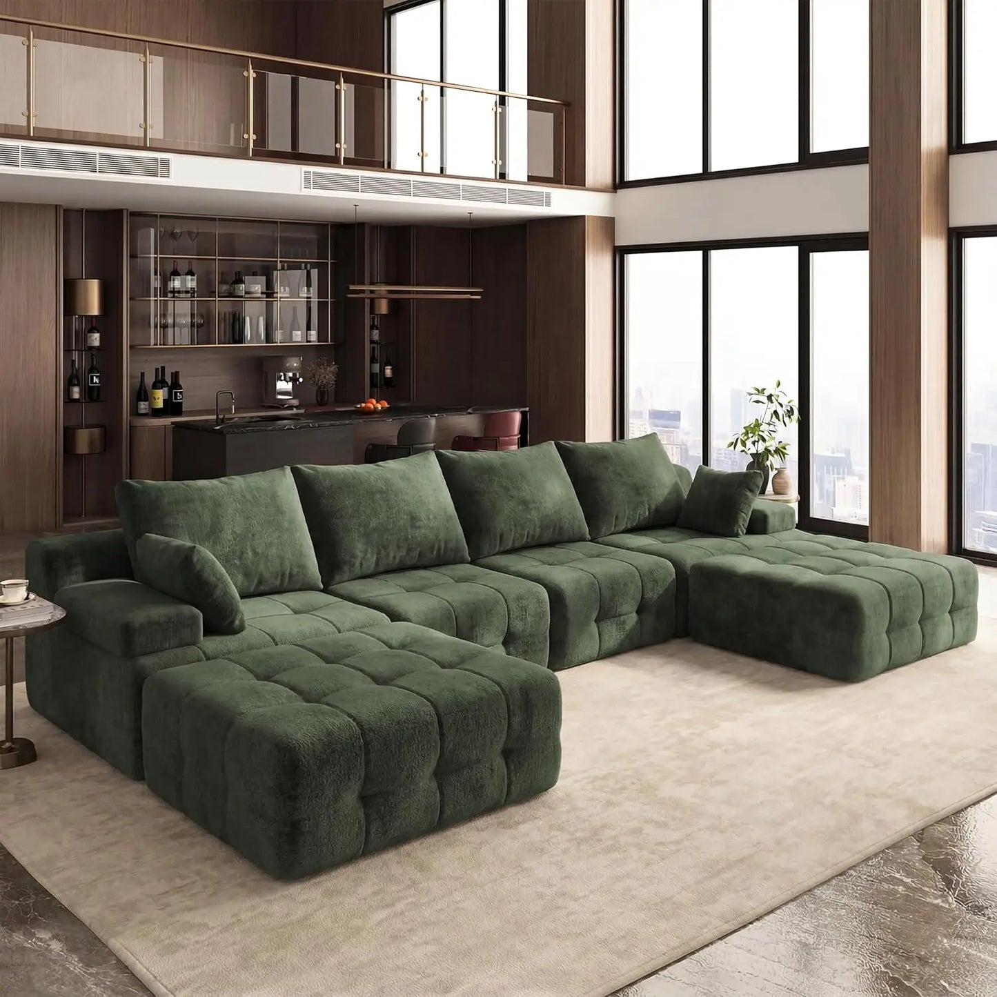 Cloud Sectional Sofa Modern Convertible L Shaped Couch Chenille Fabric