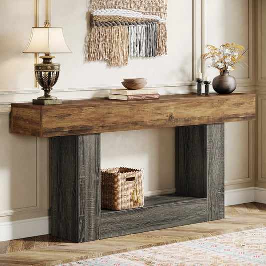 Tribesigns Farmhouse Console Table For Entryway With Sturdy Base