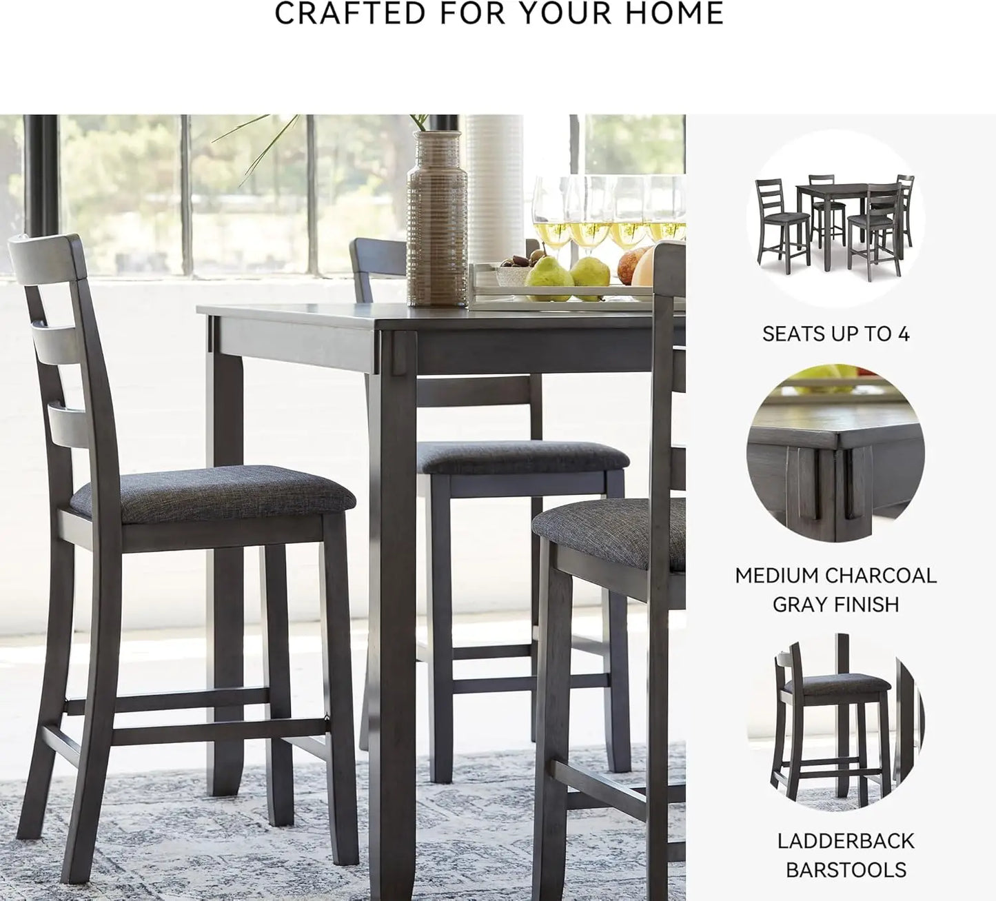Wood Dining Set Table And Bar Stools For Compact Spaces