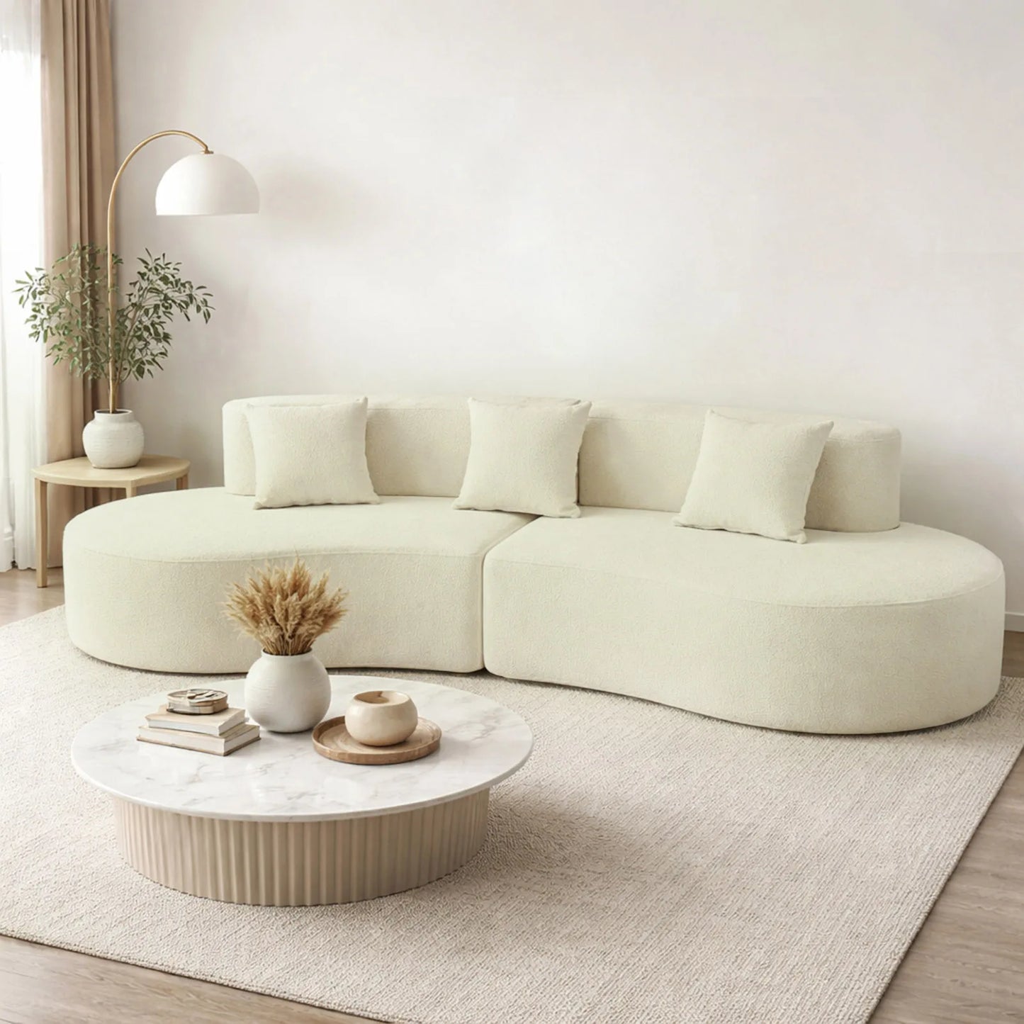 US Modern Curved 4 Seat Modular Sectional Sofa Living Room