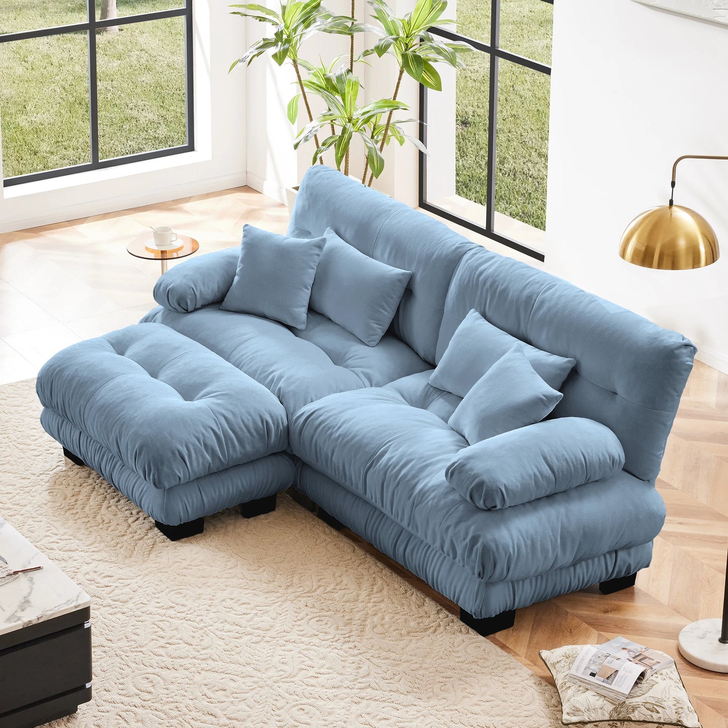 Modular Sectional Sofa Chenille With Ottomans Couch For Home Comfort