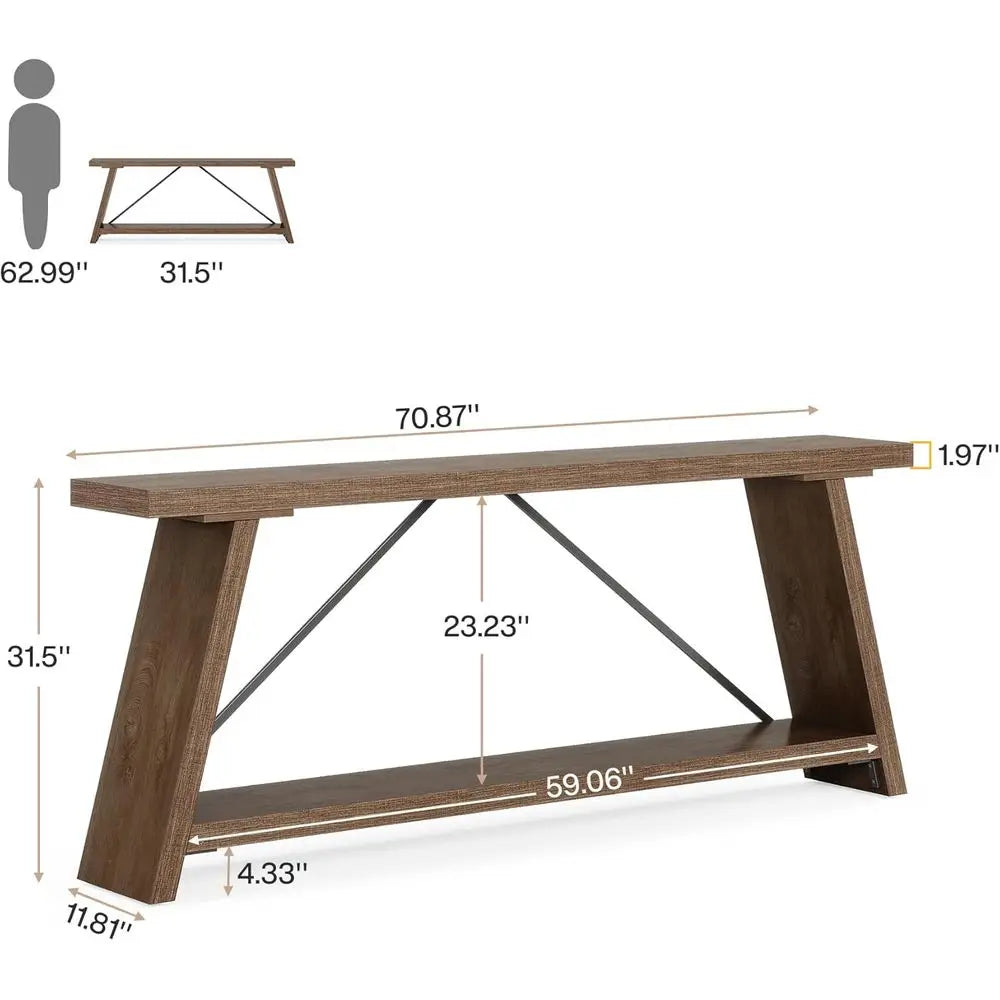 Sofa Table With Storage For Entryway Hallway Living Room