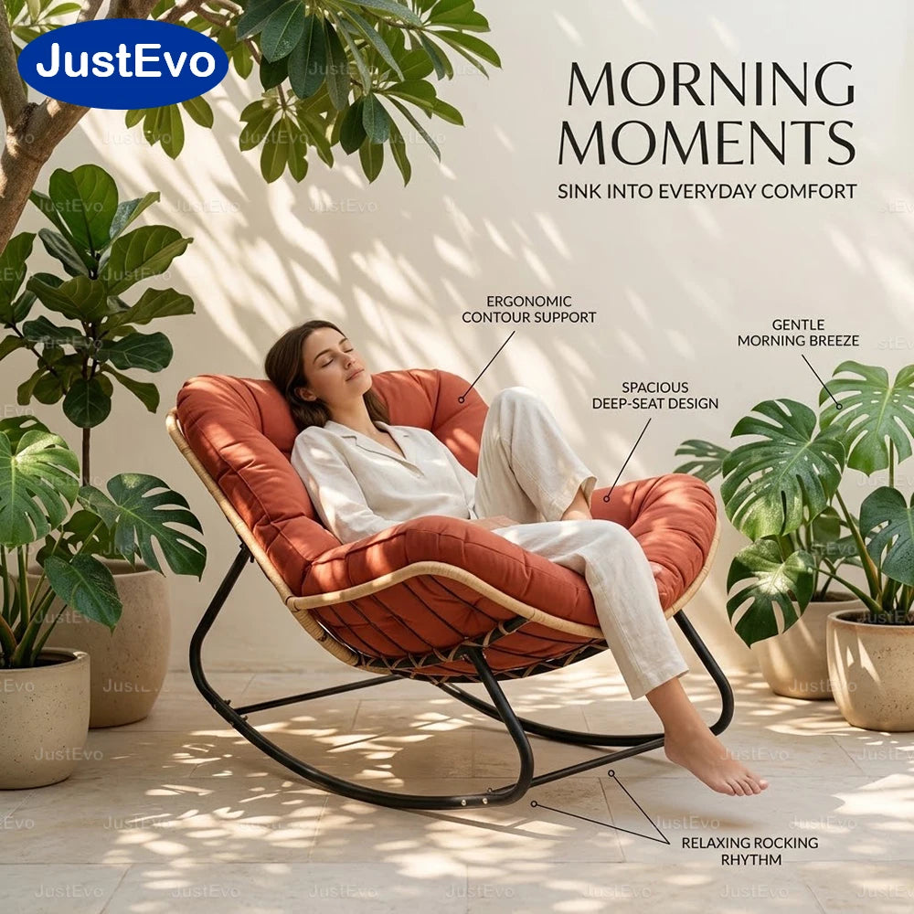 Ergonomic Metal Frame Outdoor Rocking Patio Chair For Garden Relaxation