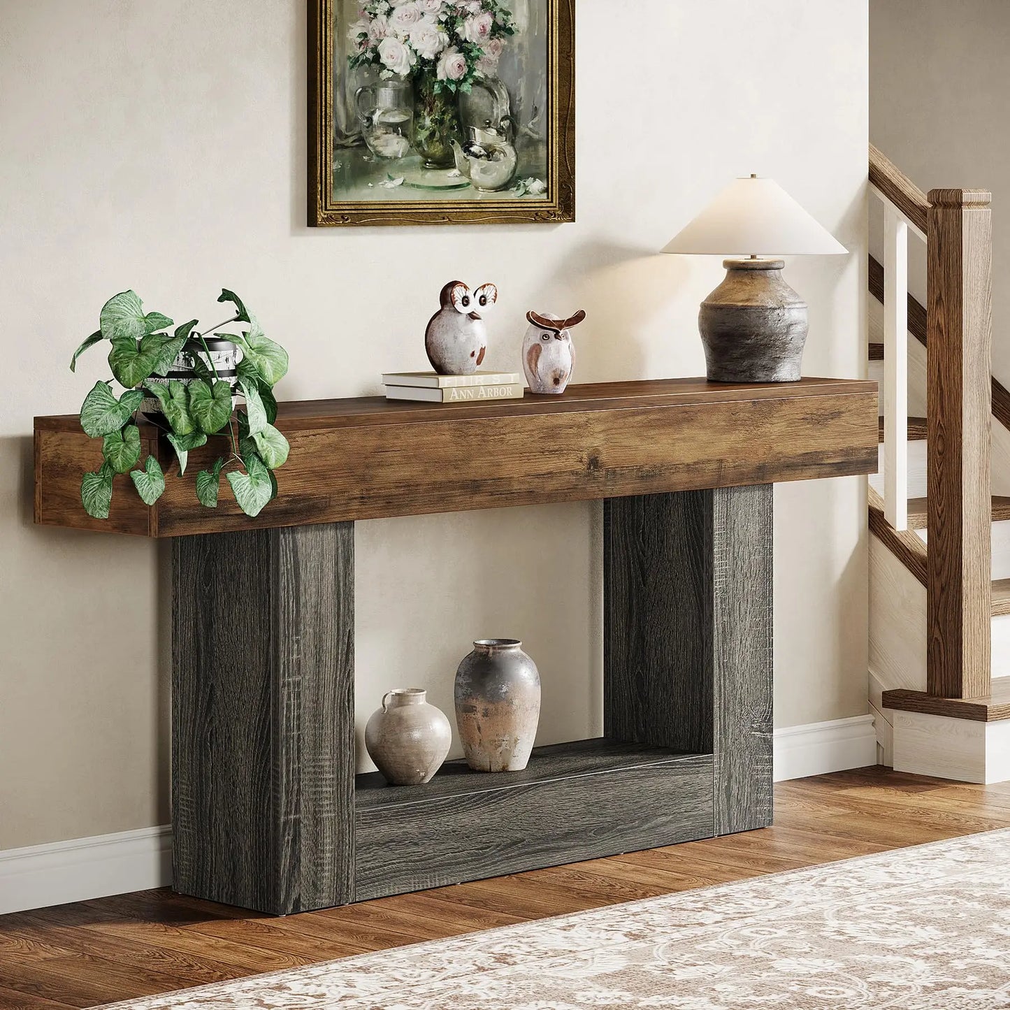 Tribesigns Farmhouse Console Table For Entryway With Sturdy Base