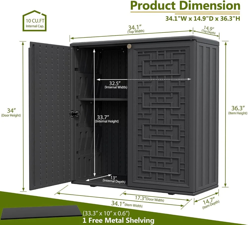 Compact HDPE Outdoor Storage Shed For Garden Tool Boxes