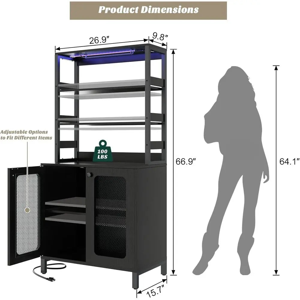 Bar Cabinet With Power Outlets And Led Mood Lighting