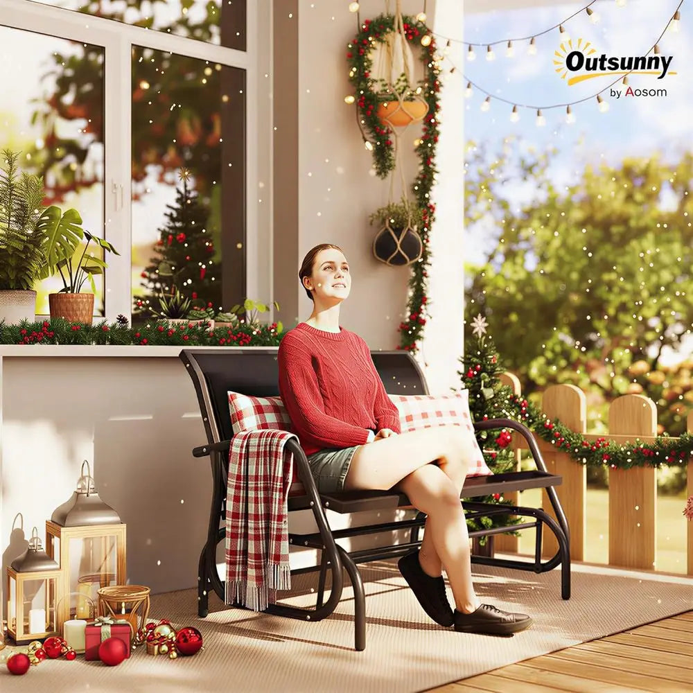 DAFIFY Outdoor Glider Bench Patio Swing for Garden Porch