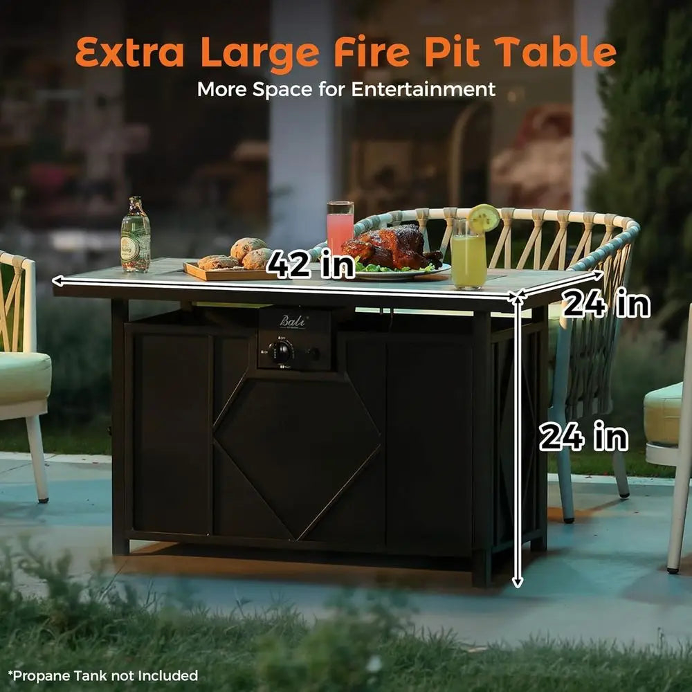 Propane Fire Pit Table Rectangular 60,000 BTU Outdoor Patio Backyard