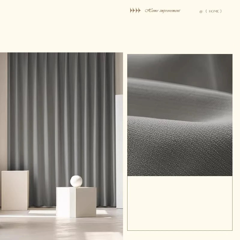 Custom Size French Chenille Cream White Velvet Curtain Modern Simple Blackout Curtains for Living Dining room Bedroom Tulle