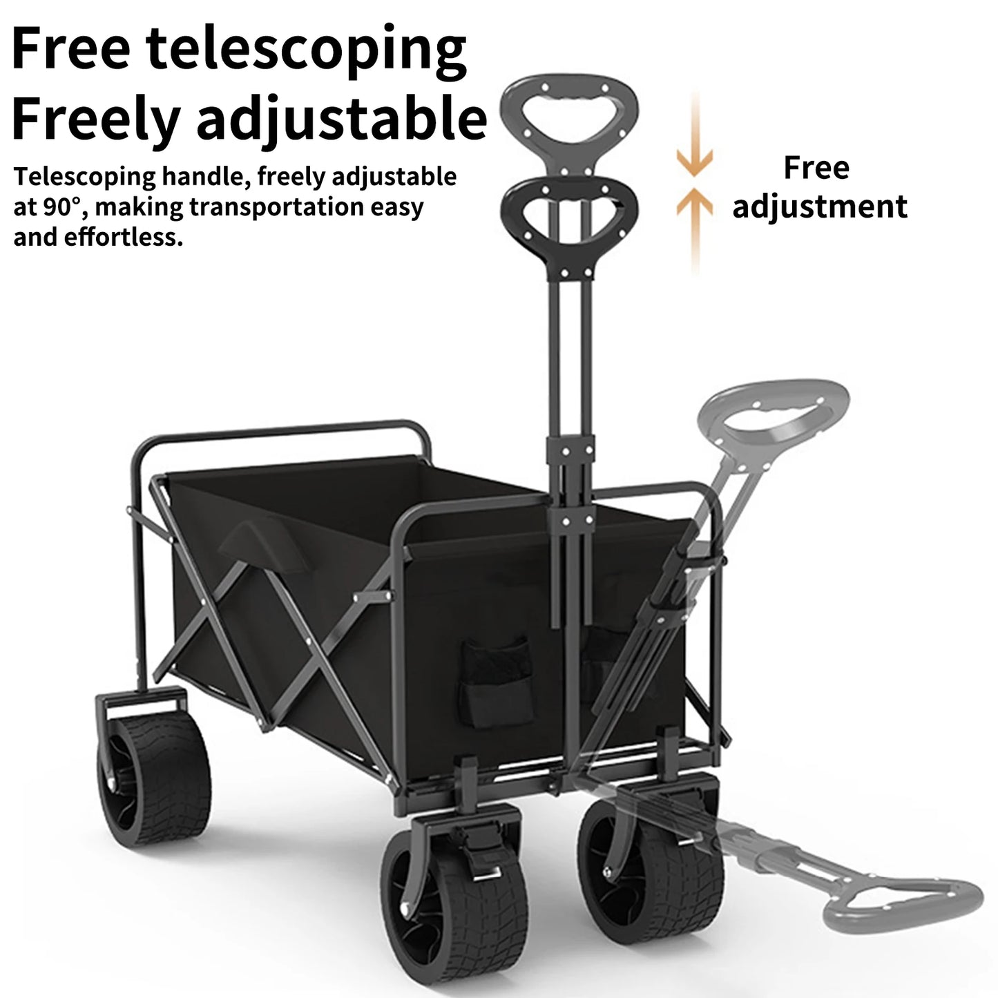 Foldable Camping Cart With Telescopic Handle And Large Capacity