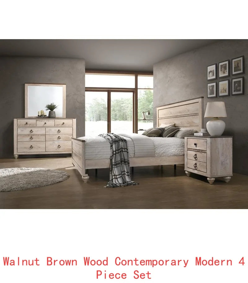 Imerland Contemporary 4 Pieces Bedroom Set Dresser Mirror Nightstand Collection