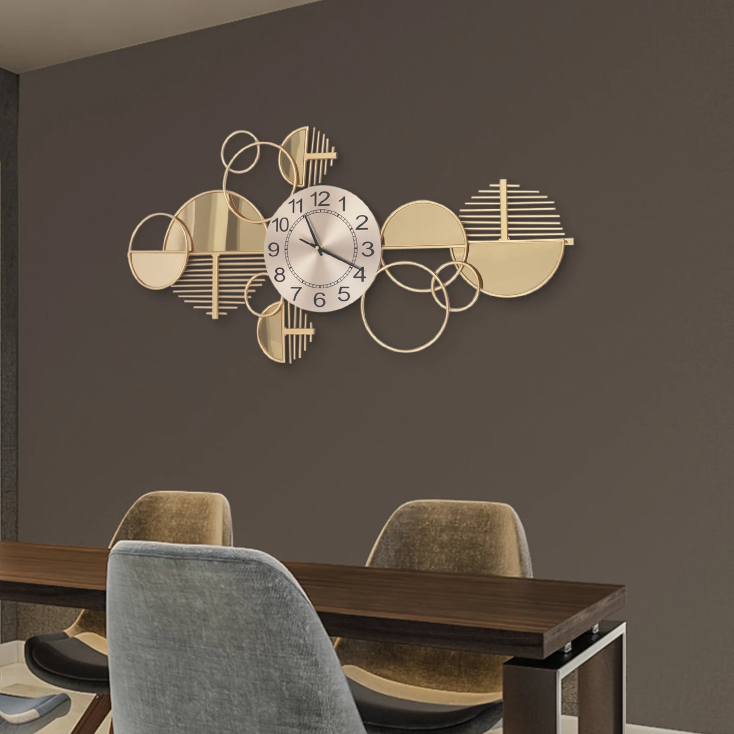 Modern Metal Wall Clock Silent NonTicking Glass Decor