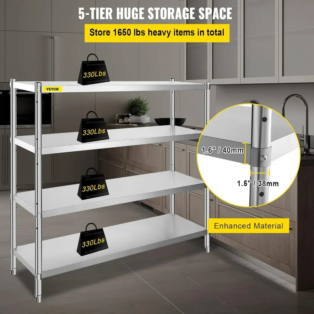 XMSJ Stainless Steel Four Tier Heavy Duty Storage Rack