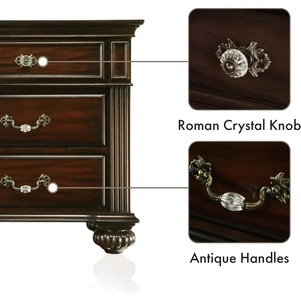 Everlasting Traditional Solid Wood Bedroom Ensemble With Luxurious Mirrored Dresser