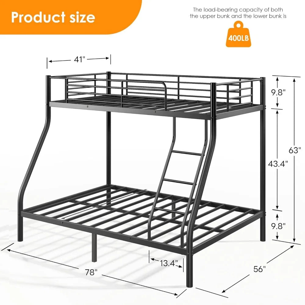 XIAOLANG Bunk Bed With Ladder Guardrail And Metal Slats Support