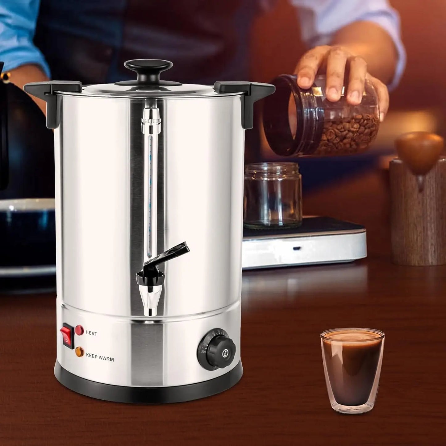 XMSJ 1000W Percolator Coffee Pot Urn Stainless Steel Electric Commercial