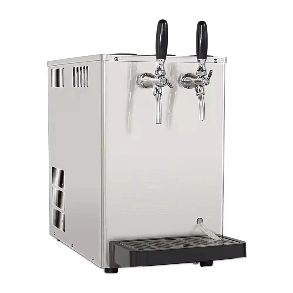 ONEHAPPY Countertop Draft Beer Cooler Dual Tap StainlessSteel Dispenser TemperatureControlled