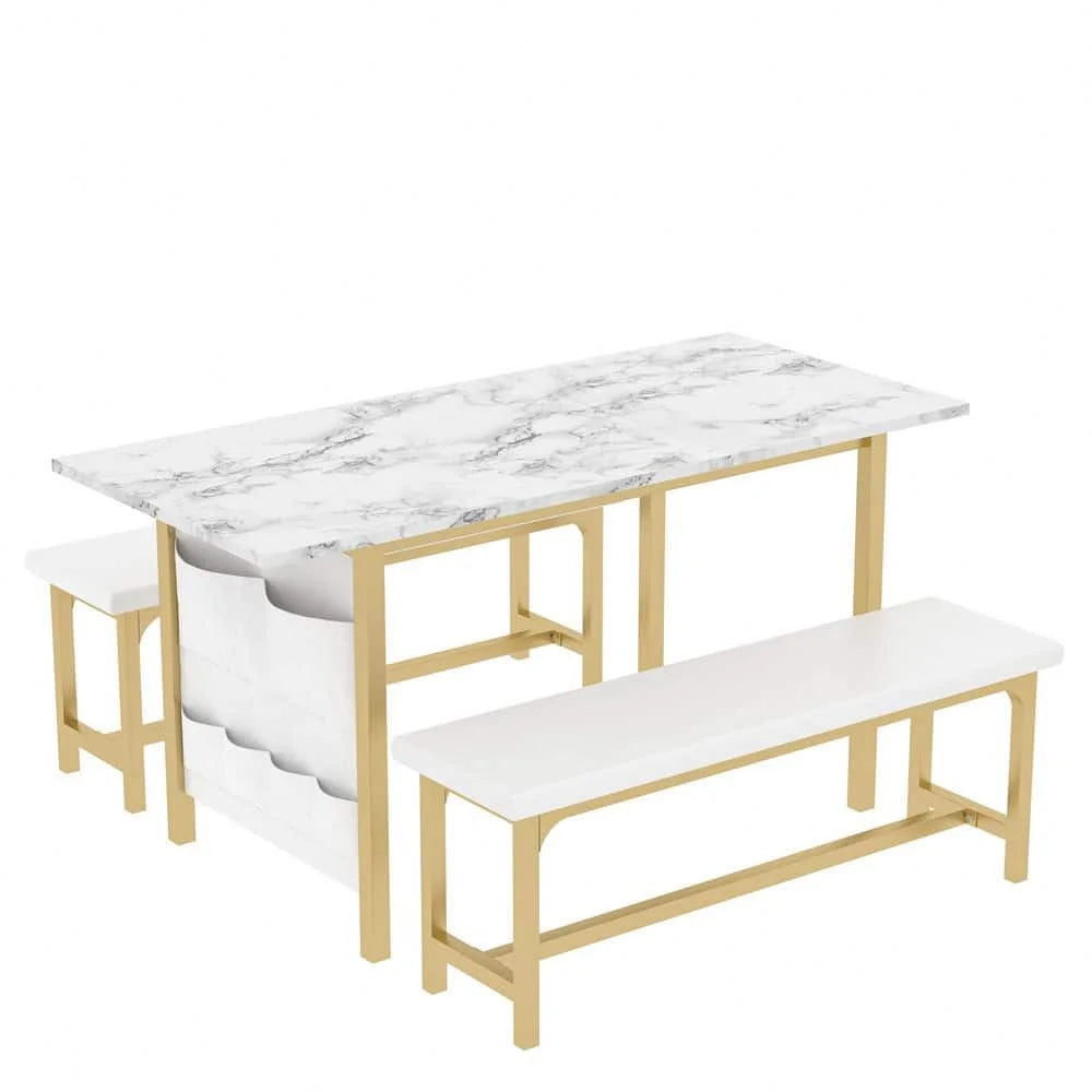 Extendable Dining Table With Benches And Chairs Set Modern Dining Room