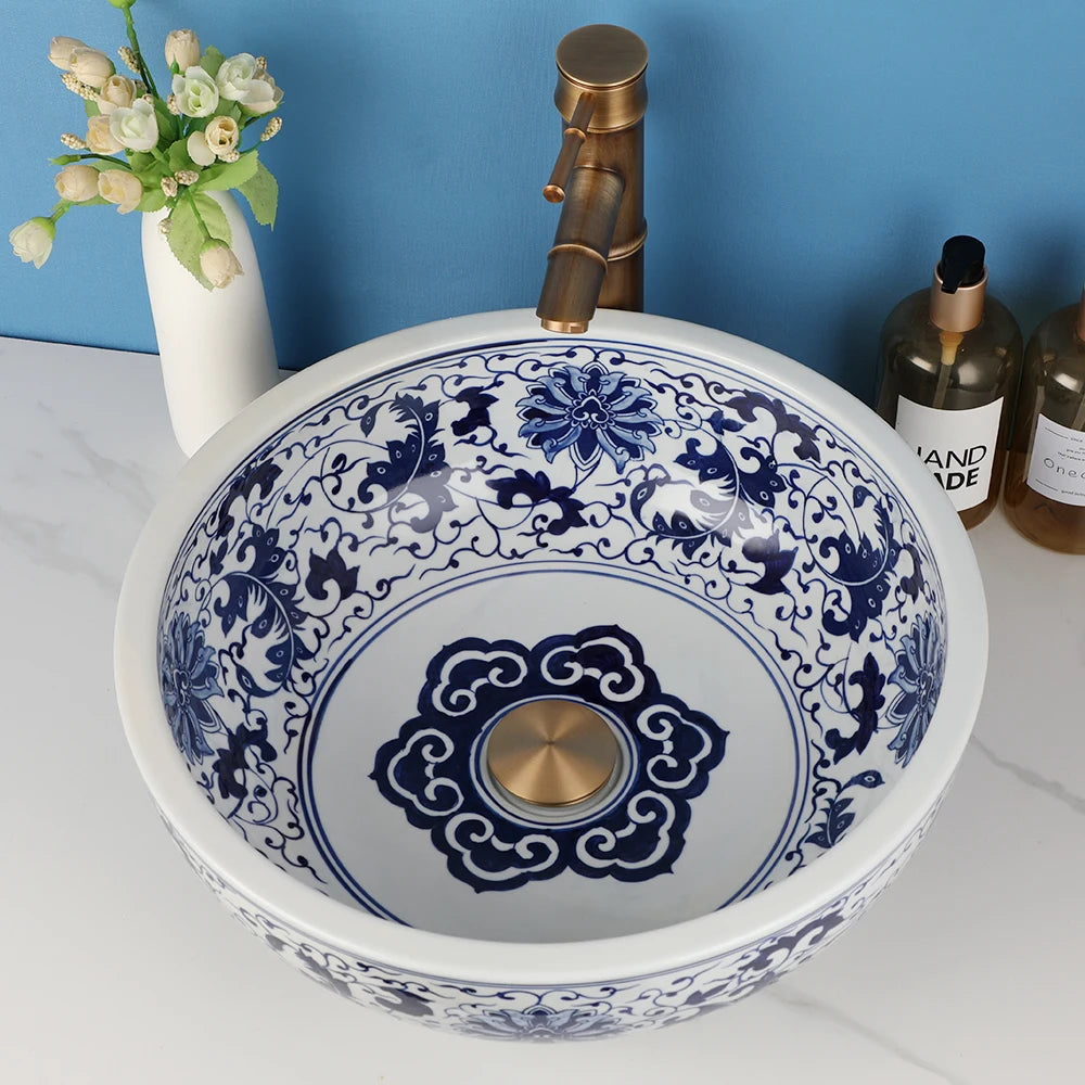 Torayvino Ceramic Vessel Sink and Faucet Set for Bathroom