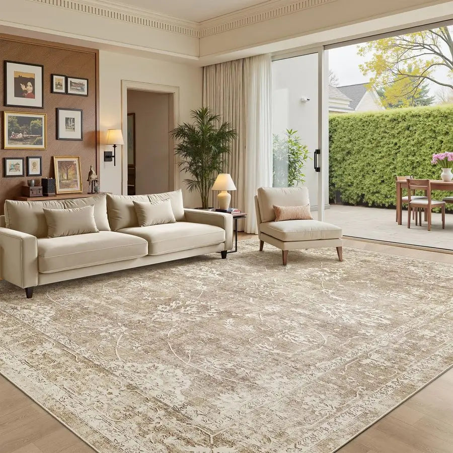Machine Washable Wool Area Rug For Living Room Non Slip