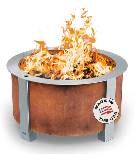 Smokeless Fire Pit X Series 24 Corten Steel Outdoor Patio