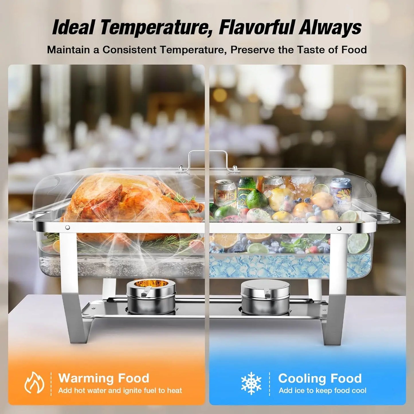 Hign-concerned Stainless Steel Chafing Dish Buffet Set With Lids And Holders For Restaurant Catering