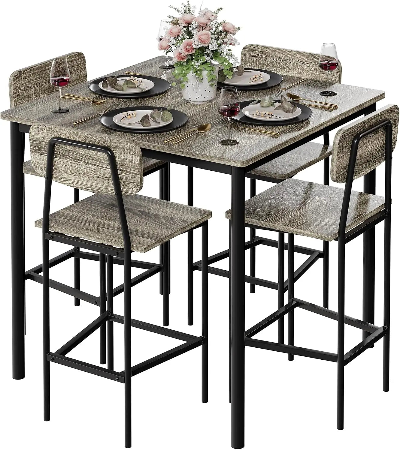 Five Piece Dining Table And Chairs Set Space Saving Dinette