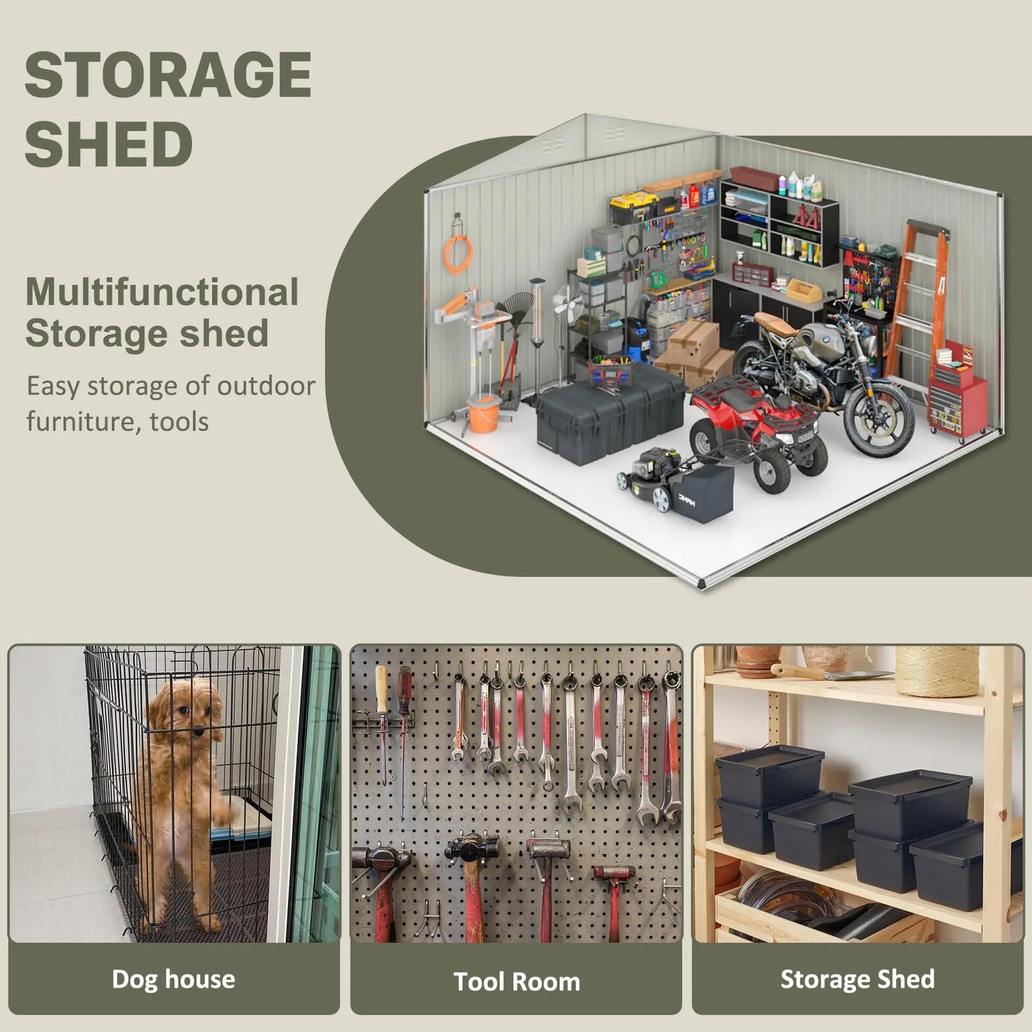 Vivat Heavy Duty Metal Outdoor Storage Shed With Lockable Door