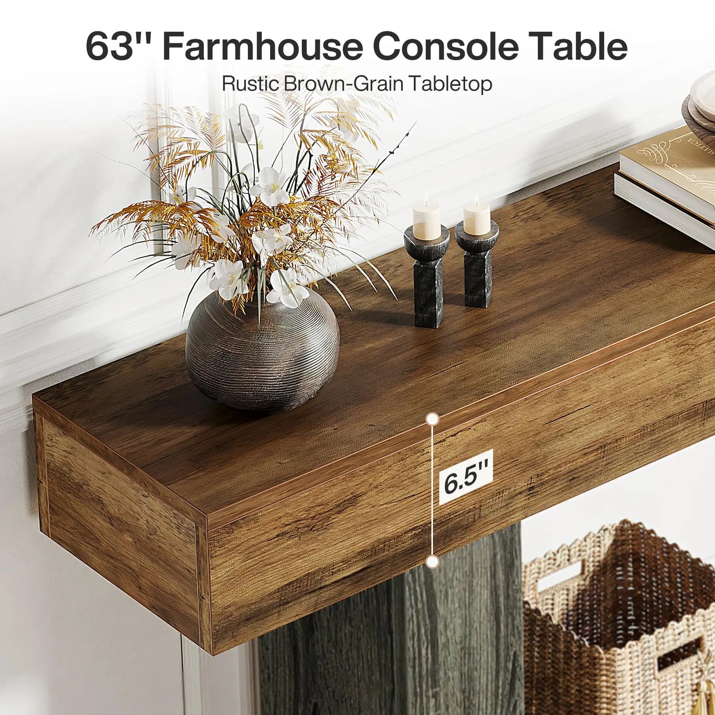 Tribesigns Farmhouse Console Table For Entryway With Sturdy Base
