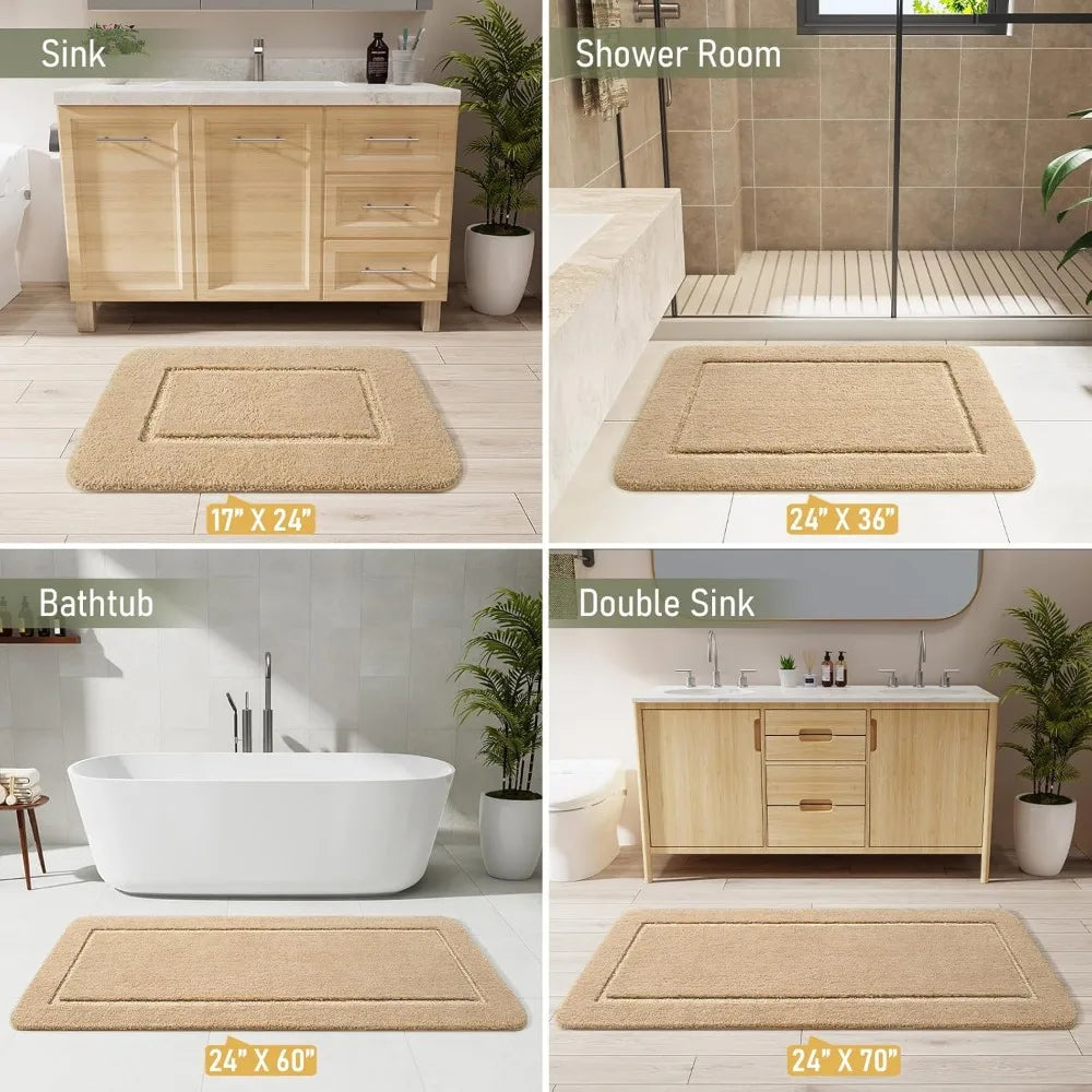 Hign-concerned Non Slip Bath Rug Washable Shower Runner Mat For Safe Bathroom Floors